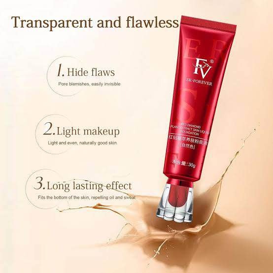 Fv Foundation Waterproof With Medium Coverage, Oil-free & Long Lasting, Matte Orever Foundation For Oily/normal Skin, Forever Liquid Makeup Foundation For Face, 30g Ivory