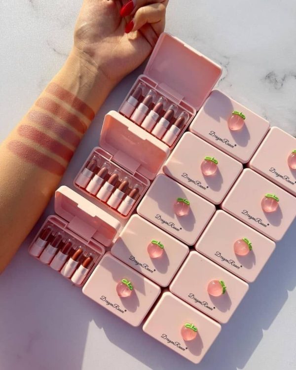 5 Pcs Dragon Ranee Peach Mini Lipstick Set | Long Lasting Makeup Waterproof Lipstick (random Color)